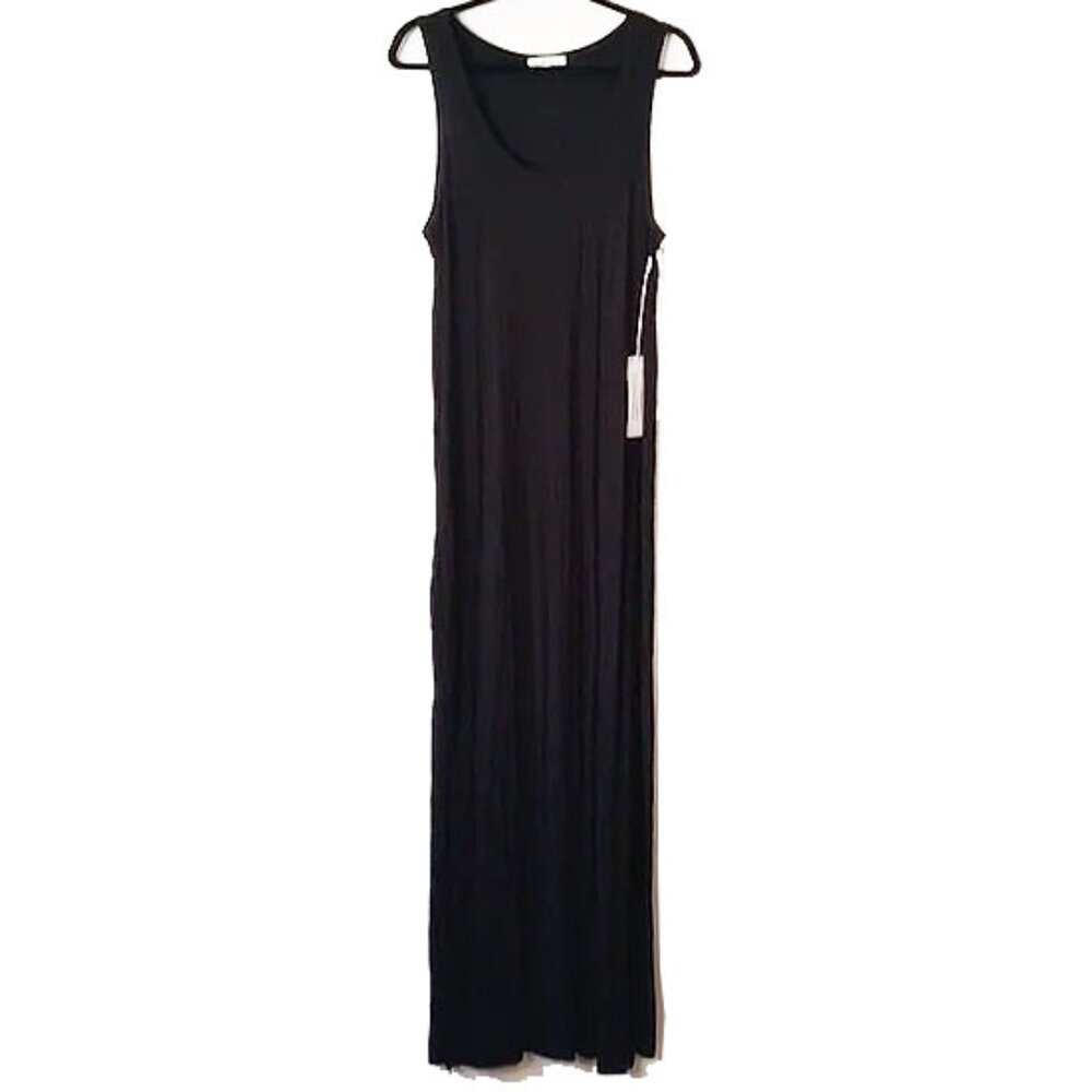 NWT Another Love Scoop Neck Maxi Dress Cover Up L / XL Side Slits Black - 50off3